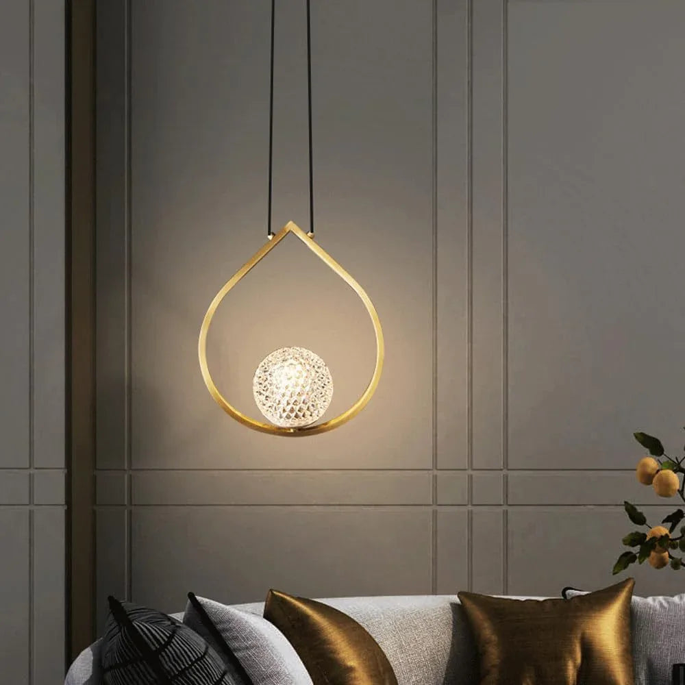 Audara-8-inch Minimalist Crystal Pendant Light, Bohemian Style, Suitable for Decorative Pendant Lights in Bedrooms, Bedside Tables, Hallways, Balconies, Living Rooms, Hotel Entryways, and Cafes.