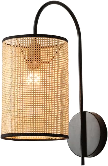 Audara-Bedroom Bedside Hand Woven Wall Lamp Wabi-sabi Style Vintage Rattan Wall Lights Living Room Backdrop Ambiance Sconces Aisle Hallway Single Head Mounted Lighting Fixture