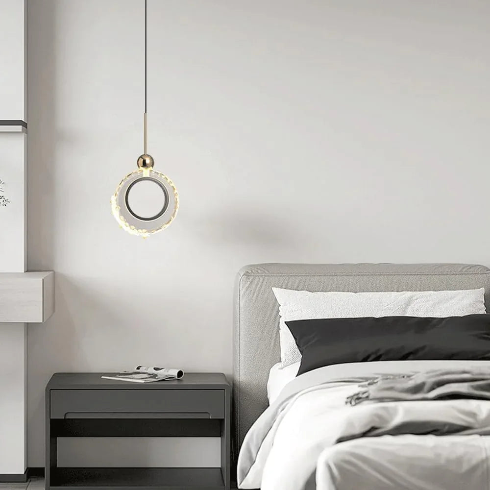 Audara-Crystal Pendant Light, 6-inch Circular Decorative Chandelier, Modern And Luxurious Style, Suitable For Various Lighting Applications Including Hotels, Restaurants, Kitchen Islands, And Bedrooms