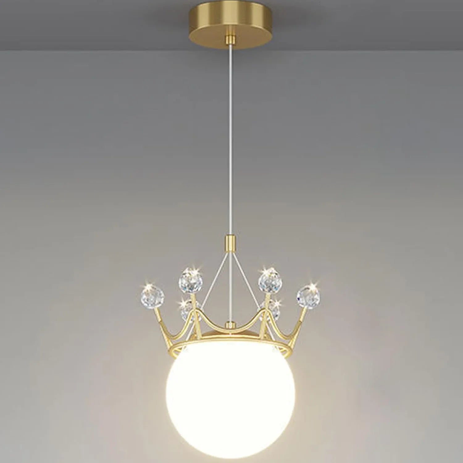 Audara-6-inch Crystal Pendant Light, Bohemian Style Queen Crown Shaped Lamp, Suitable for Various Spaces Such As Bedrooms, Hotels, Studies, Living Rooms, Kitchen Islands, and Entryways.