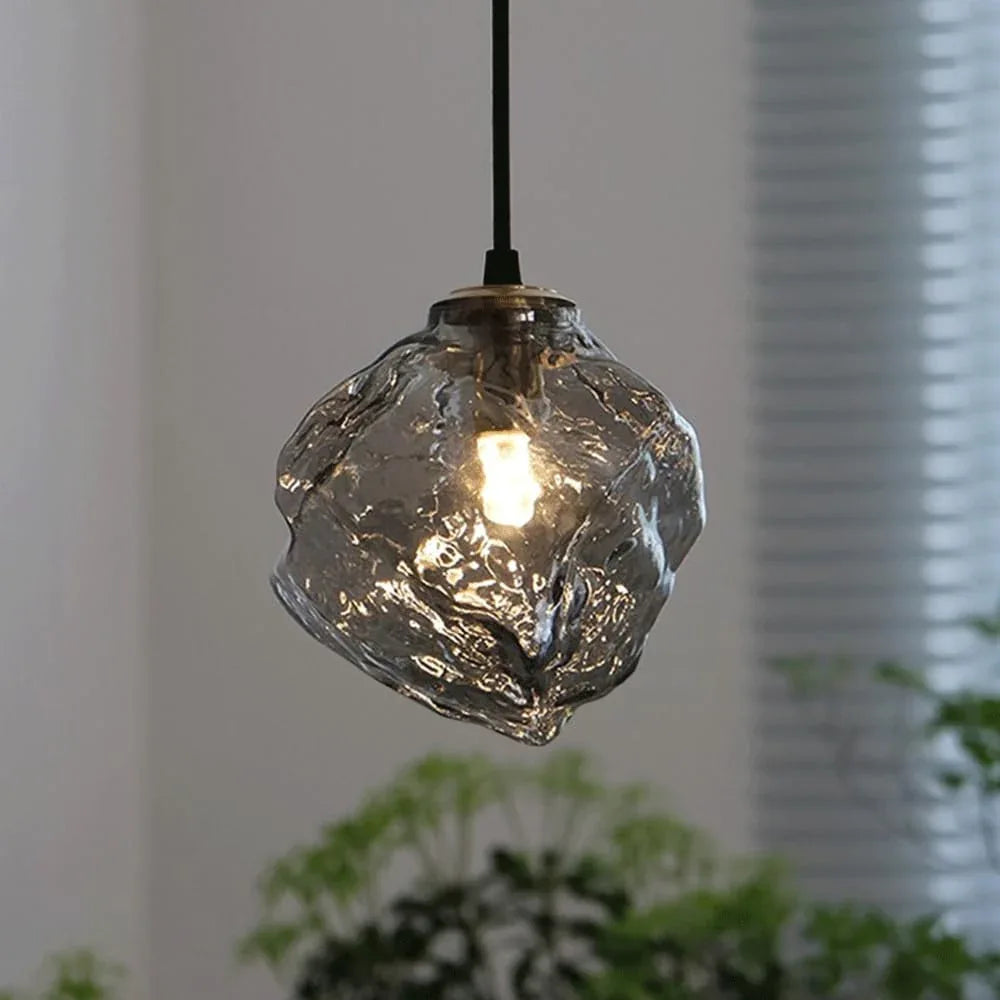 Audara-Crystal Pendant Light, Small-Sized Ice Cube-Shaped Decorative Bedroom Chandelier, Modern and Luxurious Style, Suitable for Various Spaces Such As Hotels, Kitchen Islands, Entryways, and Cafes