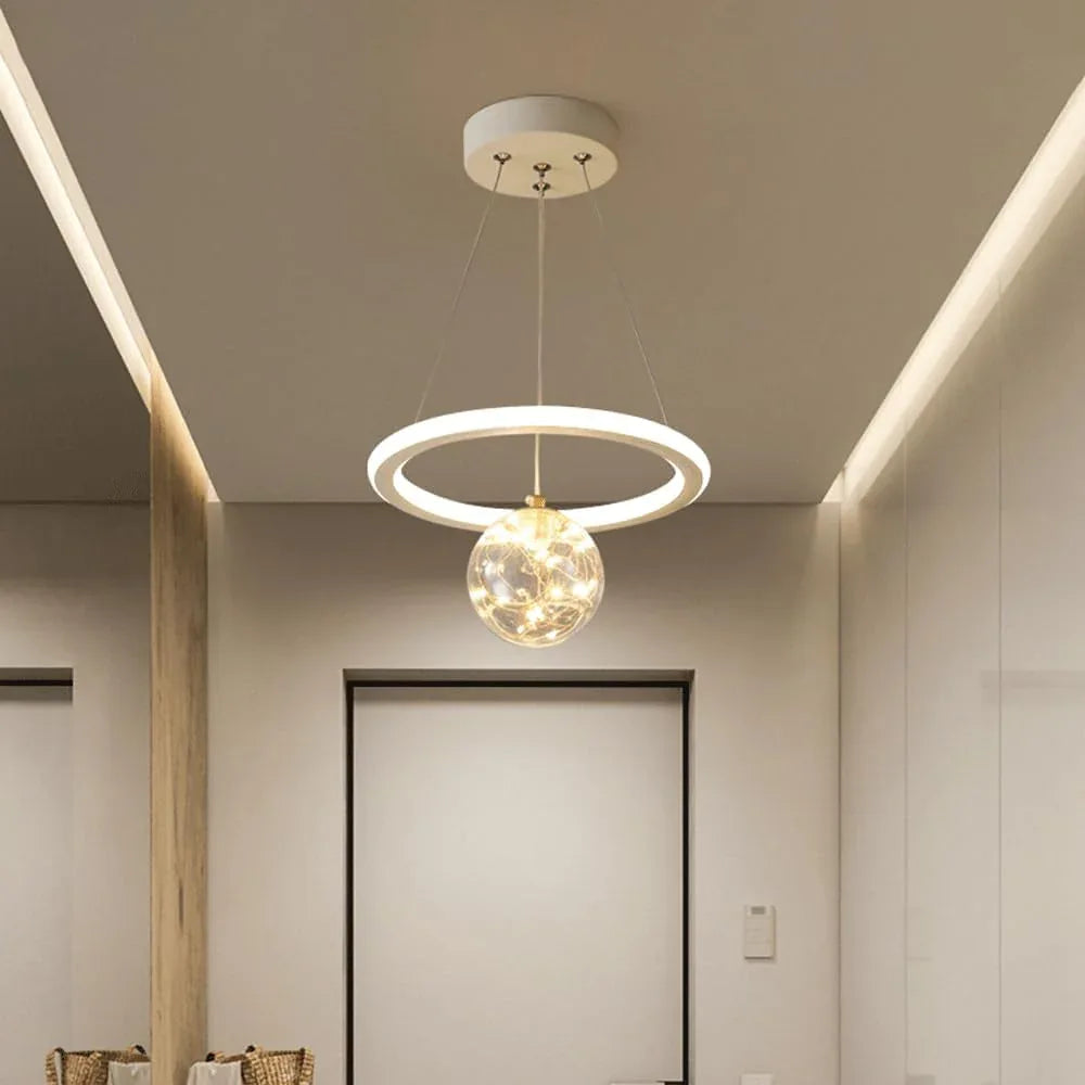 Audara-Personalized Creative Full Star Glass Pendant Light Modern Minimalist Bedroom Bedside Iron Hanging Lamp Dual Light Source Dimmable Chandeliers Living Room Sofa Background Decoration Lighting Fixture