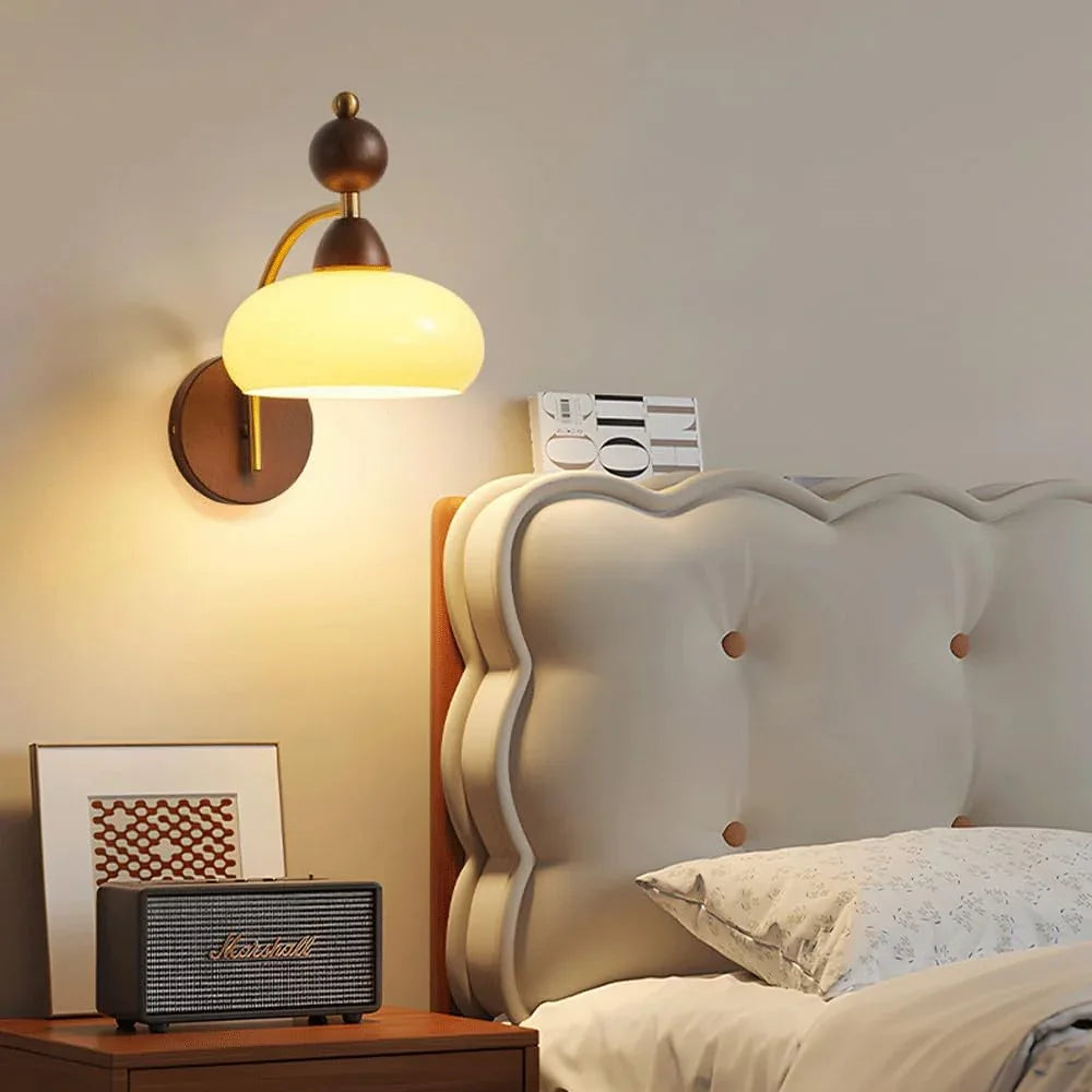 Audara-French Medieval Art Wall Lamp Wabi-Silent Cream Wind Backdrop Ambience Wall Lights Cartoon Bedroom Decor Sconces American Industrial Style Bedside Mounted Lighting Fixture