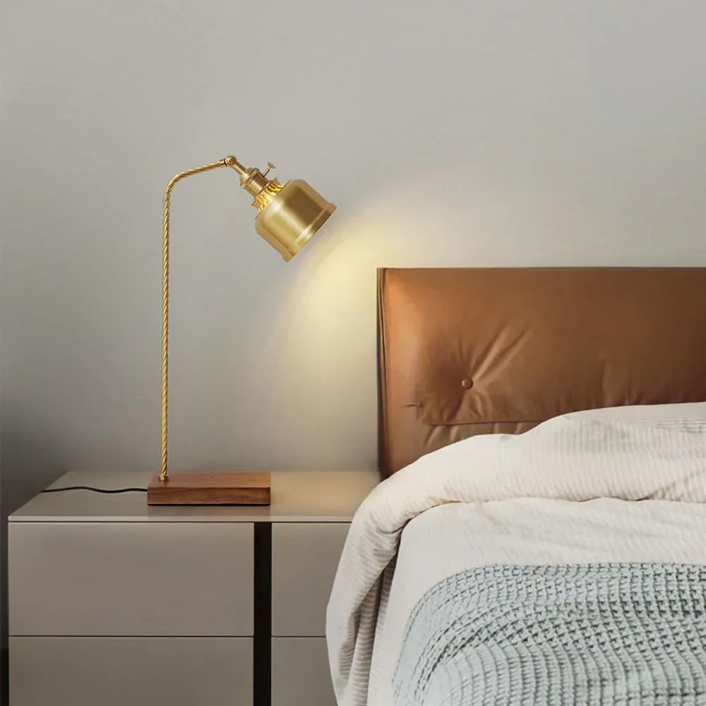Audara-Scandinavian Modern Bedroom Study Desk Light Luxury Creative Adjustable Angle Knob Switch Walnut Copper Desk Lamp Living Room Office Study Table Lamp Club Cafe Dining Room Lighting Fixture
