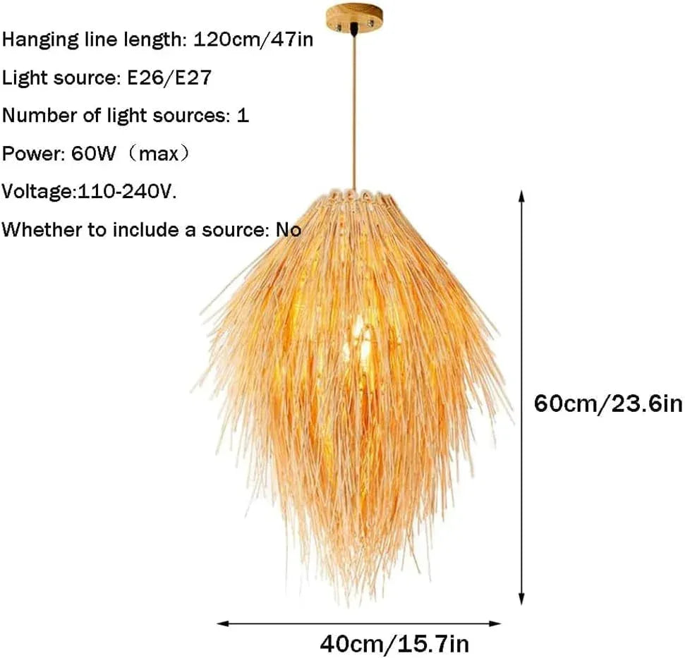 Audara-Simple Natural Chandeliers/Bohemian Chinese Pendant Light/Custom Bamboo Woven Handmade Lighting Fixture/B&B Cafe Living Room Hallway Rustic Hotpot Shop Dining Room Beach Botanical Area Hanging