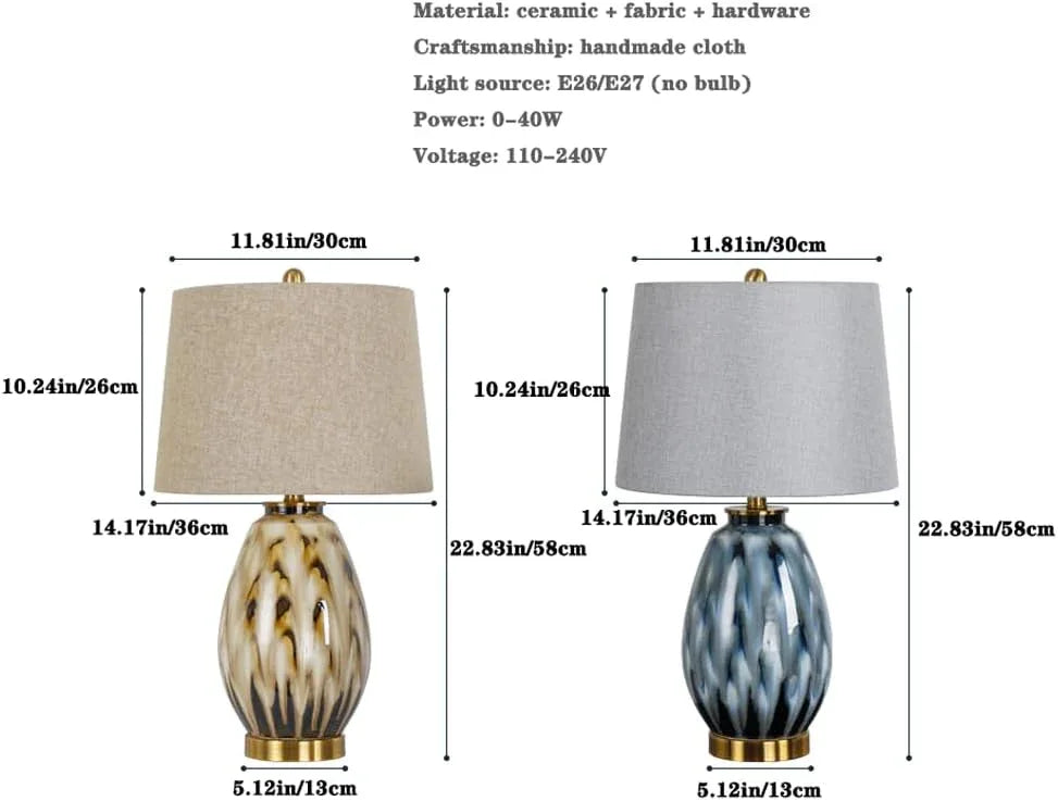 Audara-Modern American Living Room Study Desk Light High-end Luxury Ceramic Fabric Desk Lamp Bedroom Office Tea House Table Lamp Mall Hotel Decoration Restaurant Villa Lighting Fixture
