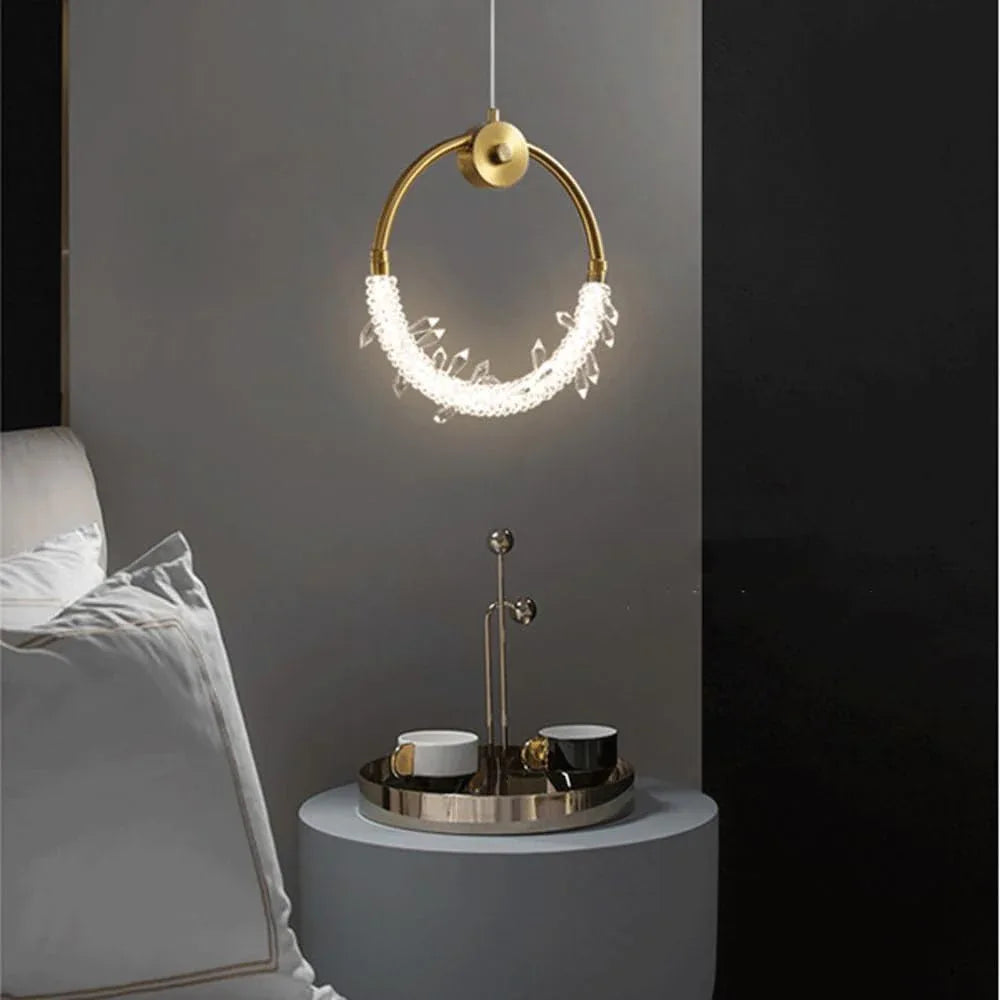 Audara-Modern 12-inch Crystal Pendant Lights, European Minimalist Style, Suitable for Installation in Various Spaces Such As Bedrooms, Hotels, Restaurant Entryways, Cafes, and Kitchen Islands.