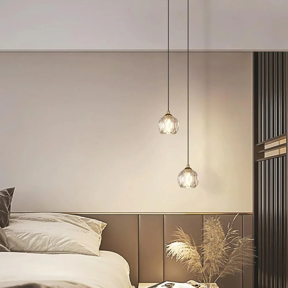 Audara-Crystal Pendant Light, 4-inch, European Modern Minimalist Style, Suitable for Installation in Various Spaces Such As Bedrooms, Hotels, Restaurant Entryways, Cafes, and Kitchen Islands.