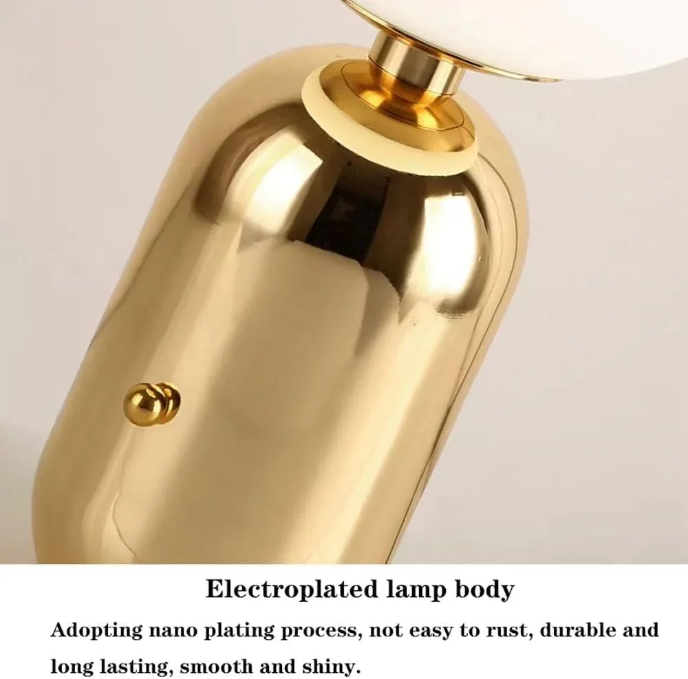 Audara-Postmodern Designer Living Room Study Couch Side Desk Light Creative Orb Glass Metal Desk Lamp Tea House Apartment Office Table Lamp Club Library Mall Decoration Lighting Fix