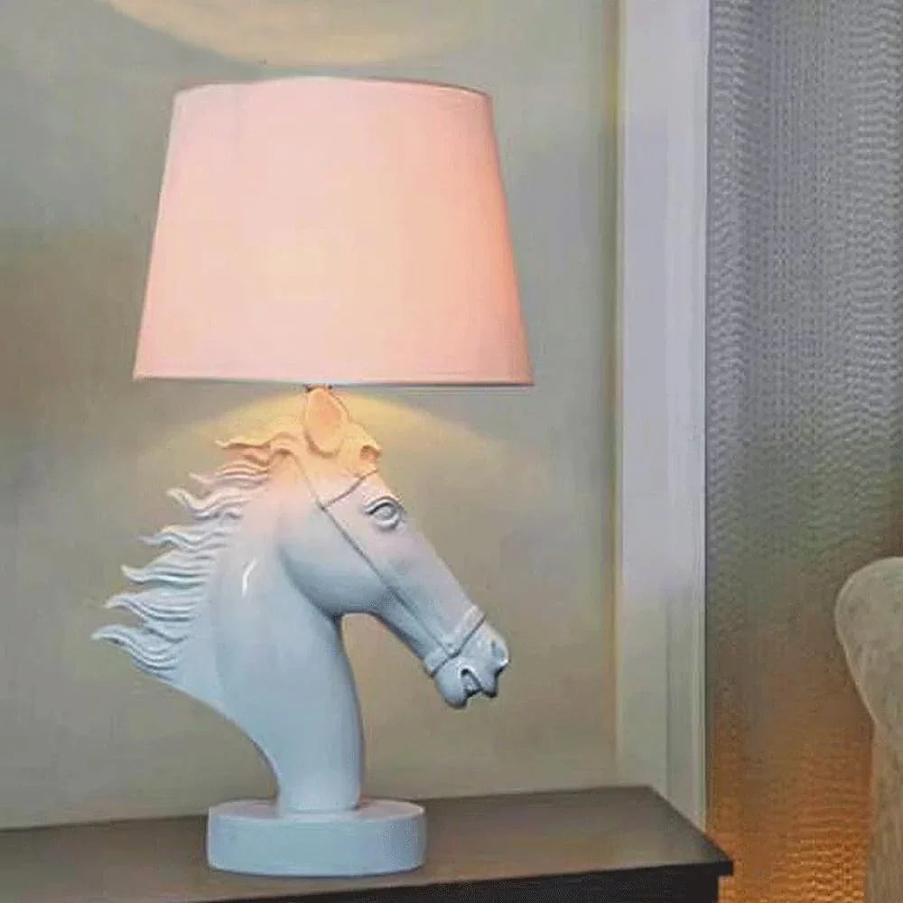 Audara-Scandinavian Creative Stallion Restaurant Cafe Desk Light Fashion Individuality Resin Fabric Desk Lamp Office Hotel Front Desk Table Lamp B&B Villa Club Lighting Fixture