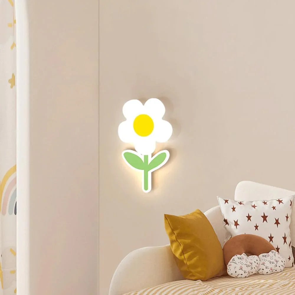 Audara-Children's Room Bedside Wall lamp Modern Simple Bedroom Wall Lights French Romantic Floral LED sconces Princess Room Eye Protection Creative Background Wall Mounted Lighting Fixture