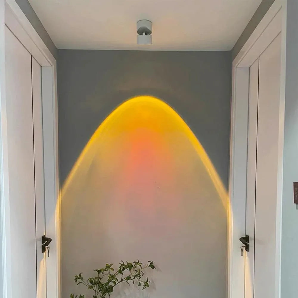 Audara-irshi Creative Sunset Red Sunset Wall Lights/Brightly Installed Entryway Photo Painting Wall Sconces/Ambient Projection Wall Lamp/Angle Adjustable Entryway Hallway Lighting Fixture（8W）