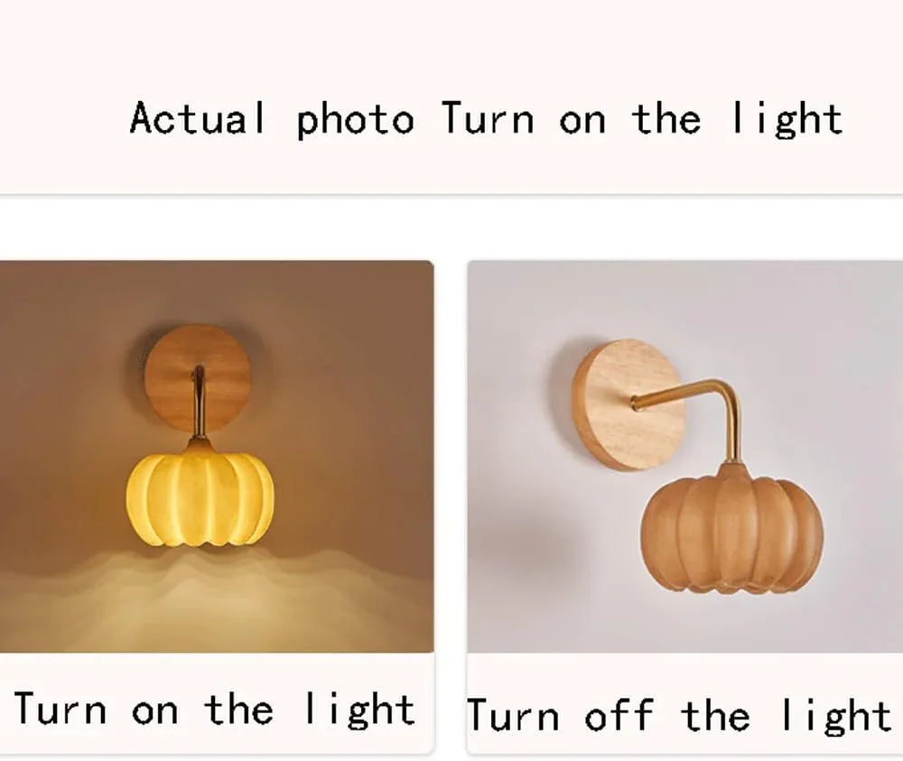 Audara-Japanese Pumpkin Log Style Wall Lamp Bedroom Bedside LED Wall Lights Creative Backdrop Resin Sconces Designer Premium Single Head Mounted Lighting Fixture