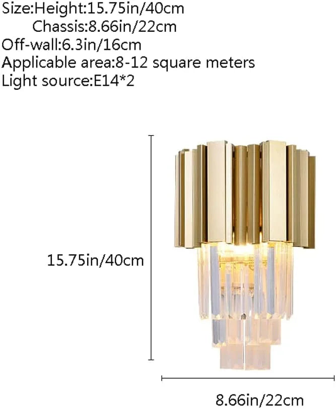 Audara-Creative Scandinavian Crystal Wall Lamp Golden Iron Wall Lights Bedroom Bedside Ambiance Sconces Aisle Corridor Entrance Mounted Lighting Fixture