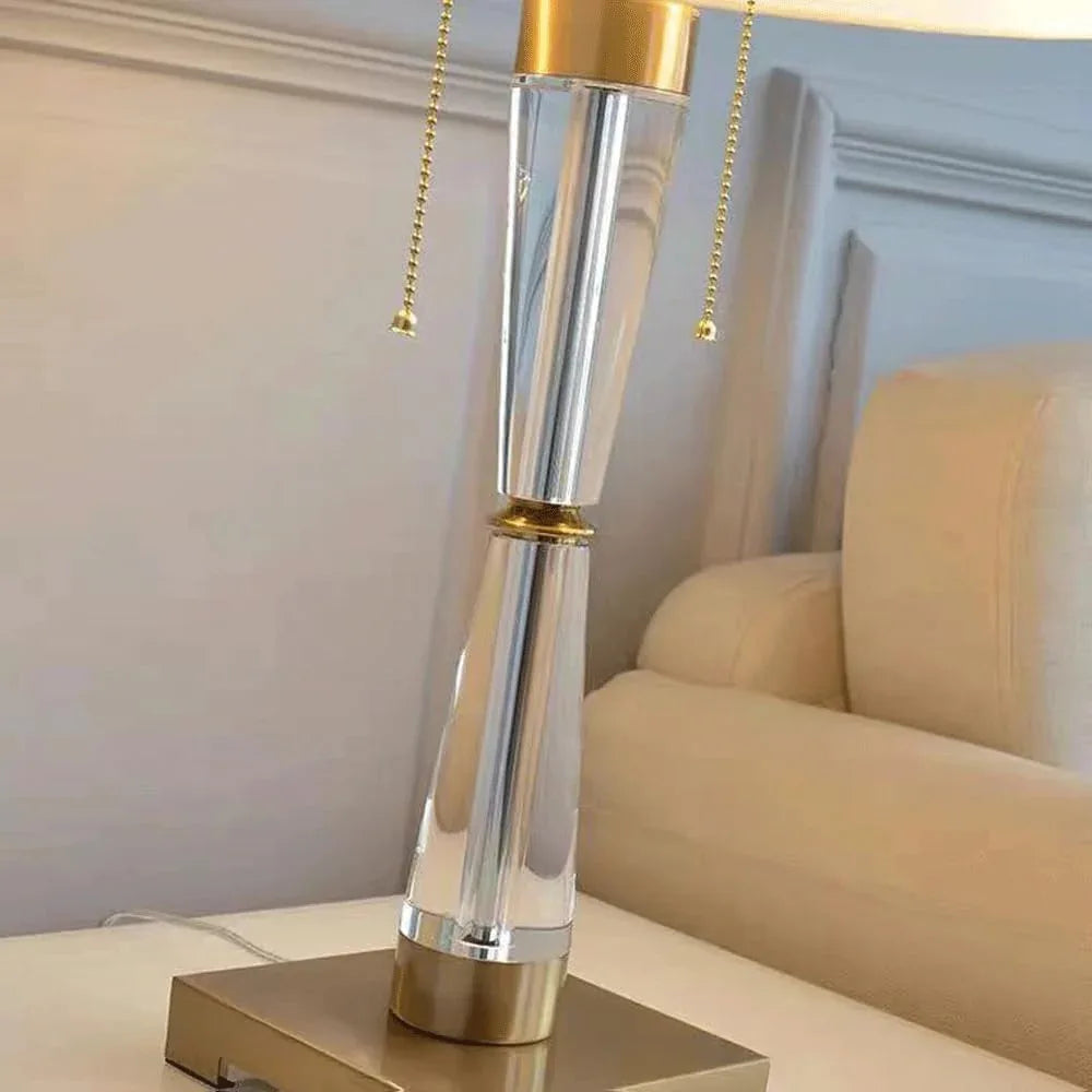 Audara-Luxury American Bedroom Bedside Read Desk Light Modern Glass Metal Desk Lamp Classic Zip Switch Study Office Table Lamp Sample Room Hotel Front Desk Coffee Shop Lighting Fixture