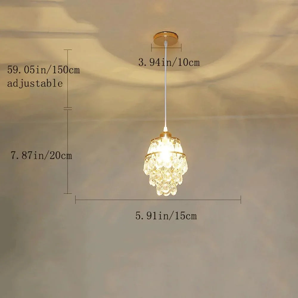 Audara-6-inch Diameter Minimalist Luxury Crystal Chandelier, French Retro Style, Small Chandelier, Suitable for Bedrooms, Living Rooms, Hotels, Cafes, and Various Other Settings.