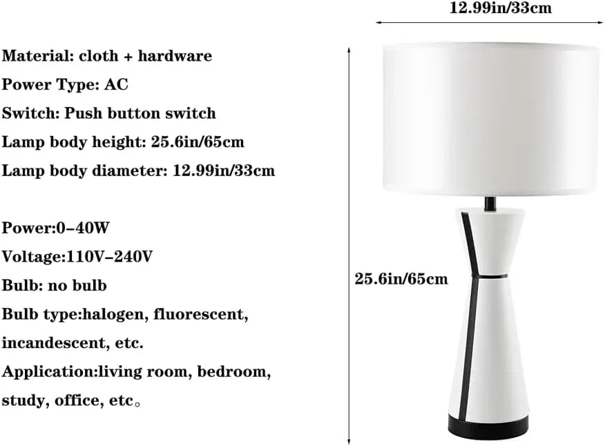 Audara-American Simple Designer Model House Desk Light Modern Creative White Fabric Desk Lamp Living Room Bedroom Study Office Table Lamp Restaurant B&B Hotel Decoration Lighting Fixture