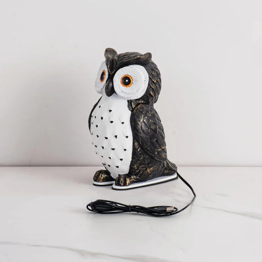 Audara-Cute Bedroom Kids Room Desk Light Premium Feeling Black Owl Resin Desk Lamp Amusement Park Boys Room Girls Room Table Lamp School Amusement Park Library Lighting Fixture