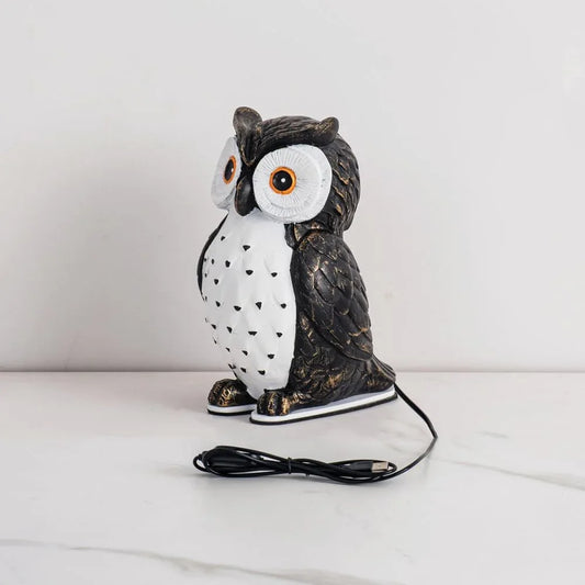 Audara-Cute Bedroom Kids Room Desk Light Premium Feeling Black Owl Resin Desk Lamp Amusement Park Boys Room Girls Room Table Lamp School Amusement Park Library Lighting Fixture