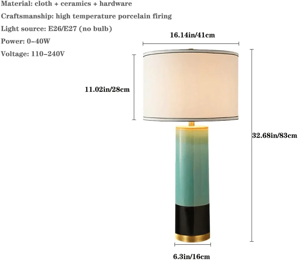 Audara-American Vintage Cloth Ceramic Desk Light New Chinese Counter Bedroom Study Desk Lamp Shopping Mall Front Desk Cafe Restaurant Lighting Fixture Living Room Apartment Next to Sofa Table Lamp
