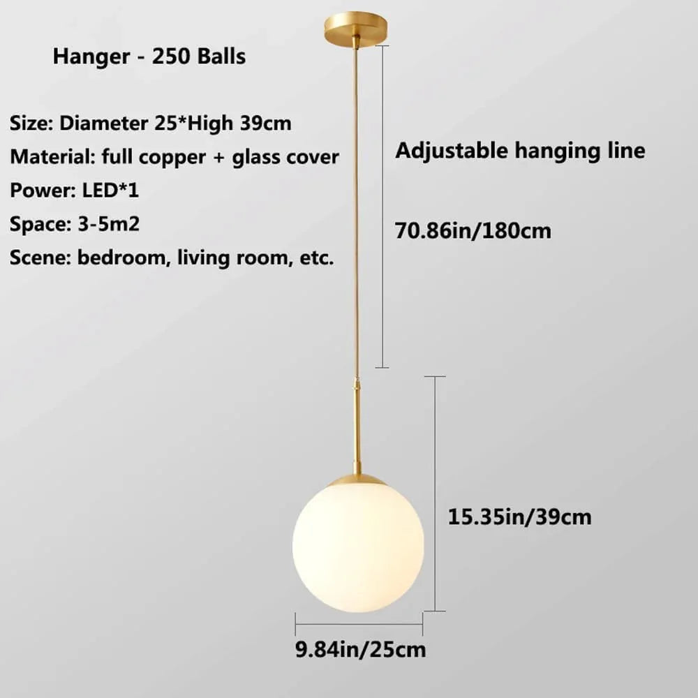 Audara-Fashion Bedroom Bedside Pendant Lightled Modern Creative Spherical Glass Dining Room Lighting Fixturese Cozy Living Room Bar Chandeliers Scandinavian Hotel Cafe Milk Tea Shop HangingLamp