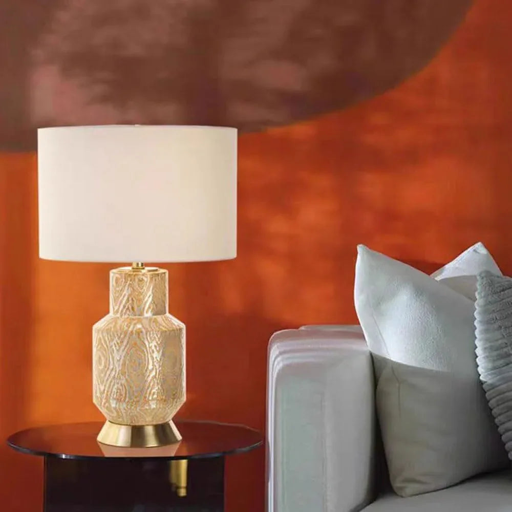 Audara-Modern Luxury Living Room Study Office Desk Light Villa Restaurant Hotel Front Desk Lamp Club Mall Coffee Shop Decoration Table Lamp American Fashion Cotton Linen Ceramic Lighting Fixture