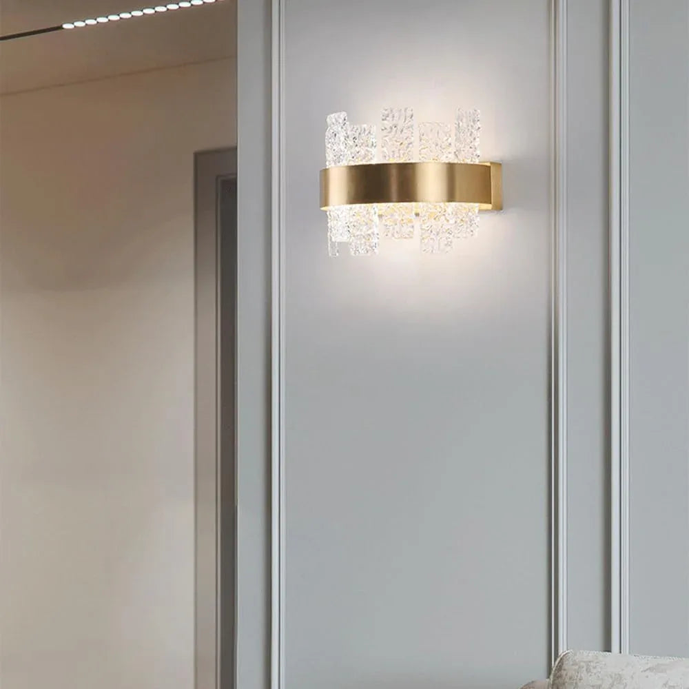 Audara-Backdrop Creative European Style Wall Lamp Modern Simple Gold Glass Wall Lights American Industrial Style LED Sconces Bedroom Living Room Decoration Mounted Lighting Fixture