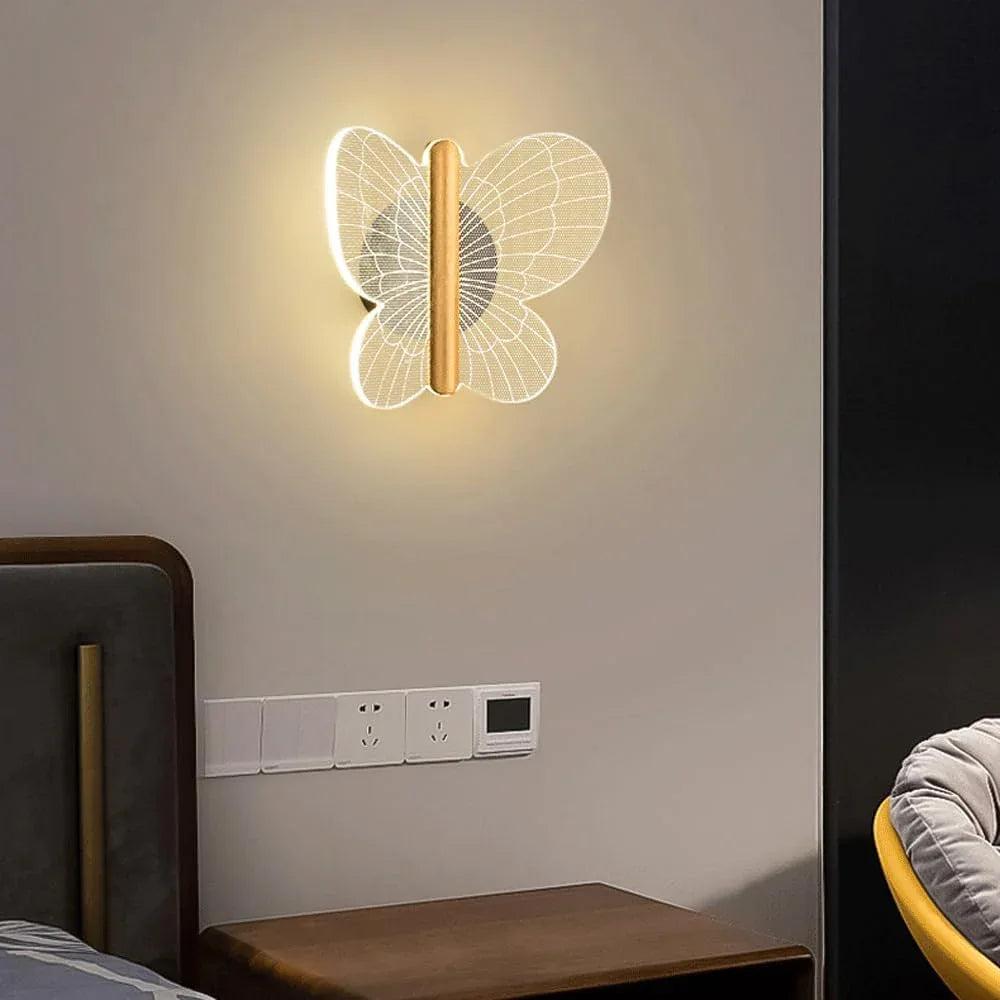 Audara-Scandinavian Butterfly Fashion Wall Lamp Bedroom Bedside Ambience Wall Lights Light Luxury Decorative LED Sconces Aisle Corridor Foyer Mounted Lighting Fixture