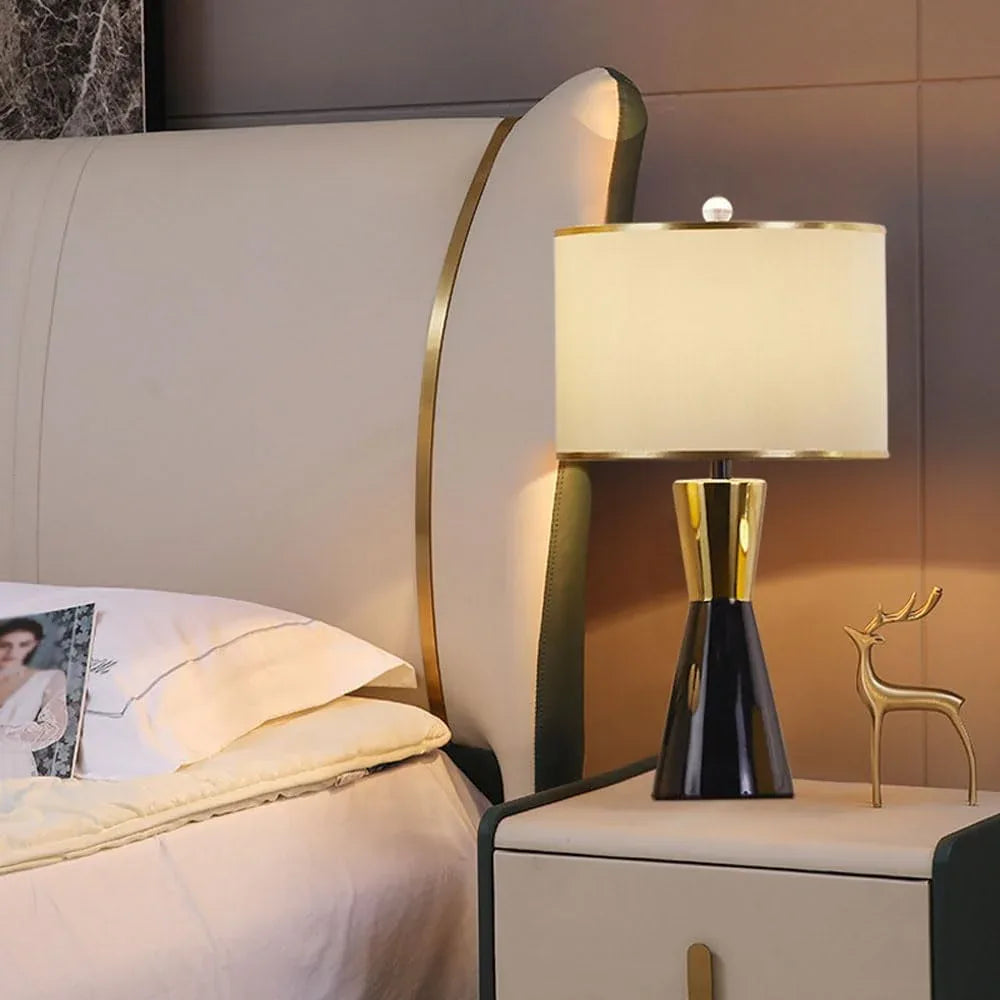 Audara-American Light Luxury Bedroom Bedside Living Room Desk Light Simple Modern Fabric Ceramic Desk Lamp B&B Farmhouse Villa Restaurant Table Lamp Hotel Coffee Shop Mall Lighting Fixture