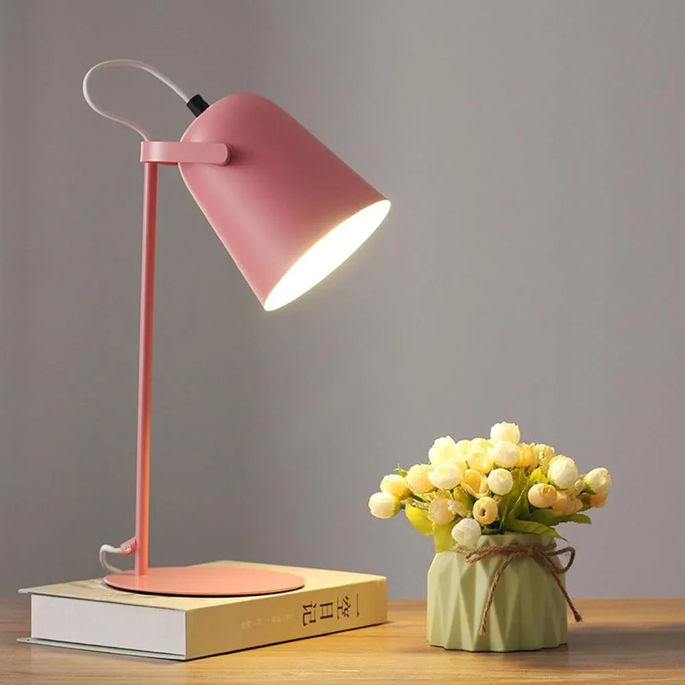 Audara-Scandinavian Simple Bedroom Study Office Desk Light Creative Warm Adjustable Angle Metal Desk Lamp Living Room Couch Side Dormitory Table Lamp Shop Workstation Macaron Lighting Fixture
