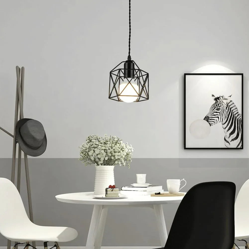 Audara-Modern Simple Iron Pendant Light Creative Birdcage Bedroom Bedside Hanging Lamp Study Hallway Balcony Single Head Chandeliers Hotel Restaurant Entrance Decoration Lighting Fixture