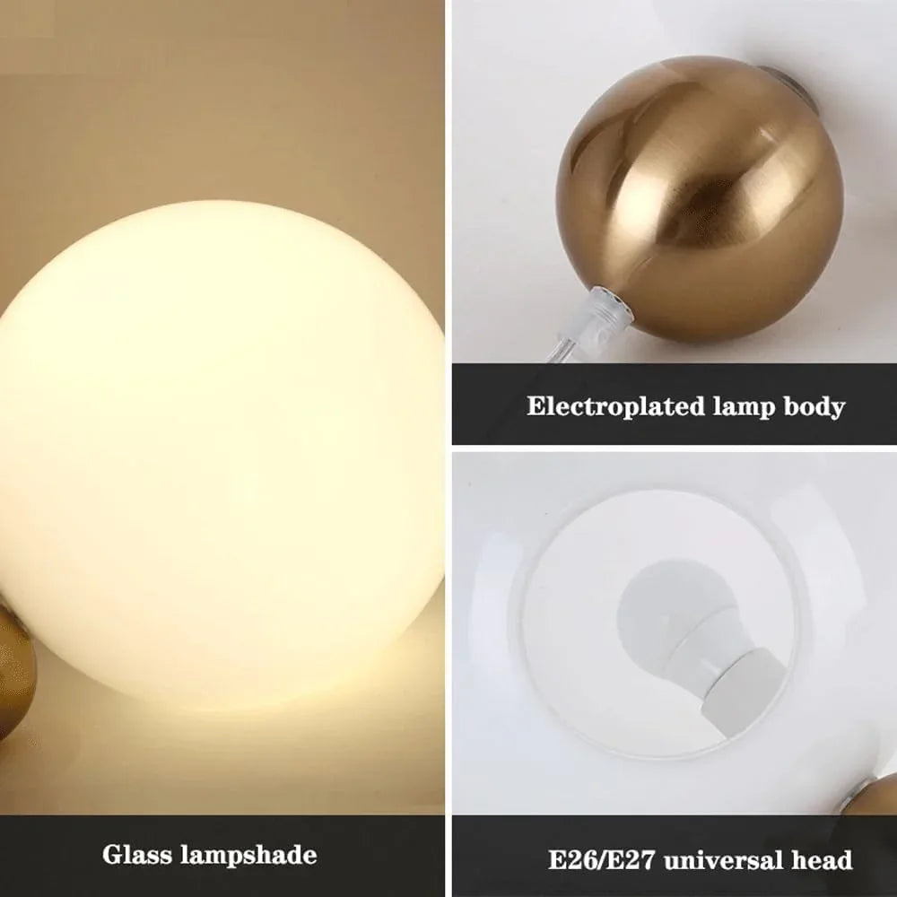 Audara-Postmodern Creative Living Room Bedroom Study Desk Light Art White Globe Glass Desk Lamp Simple Bedside Sofa Beside Counter Table Lamp Villa Club Sample Room Backdrop Lighting Fixture