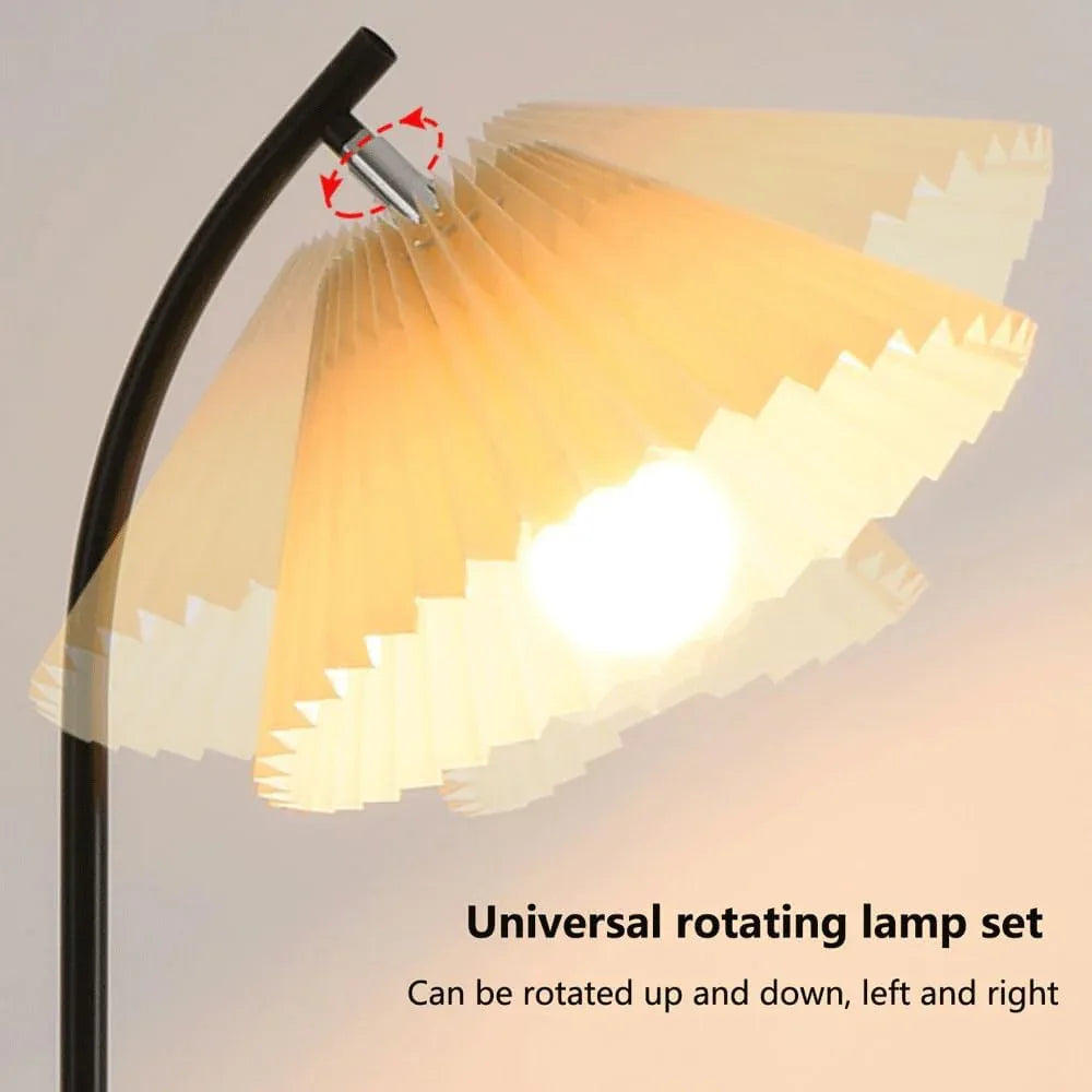 Audara-Modern Simple Handmade Pleated Fabric Floor Lamp Warm Romantic Bedroom Bedside Sofa Beside Standing Lamp Tri-Color Dimmer E26 H62” Living Room Office Torchiere Dining Room Lighting Fixture