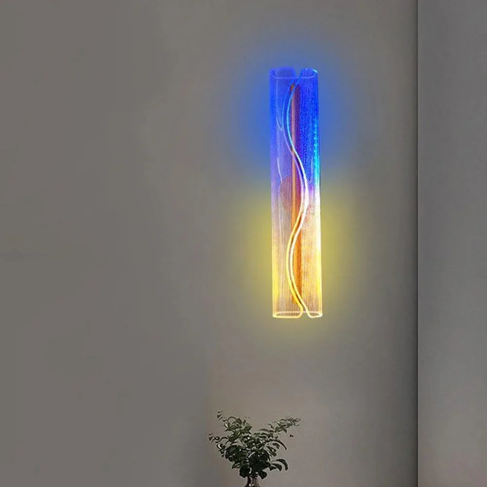 Audara-Warm And Romantic Acrylic Wall Lamp RGB Colorful Changing Light Living Room Backdrop Wall Lights 23.22in Bedroom Bedside Hotel Wall Sconces Suitable For Club Bar Lighting Fixture (with Remote Control)