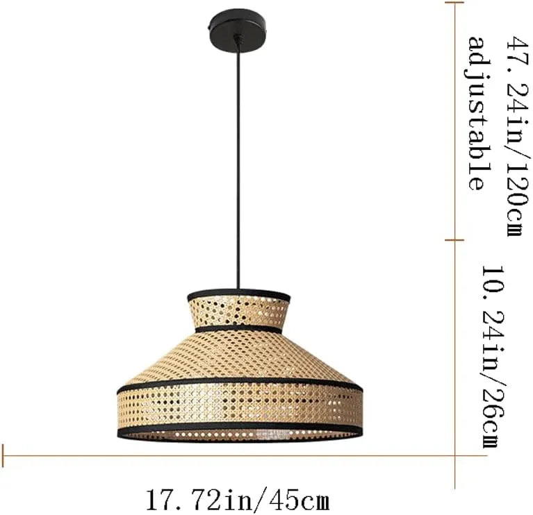 Audara-18in Woven Rattan Pendant Light Bohemian & Wabi-Sabi Style Multi-Functional Ceiling Light Fixture Suitable for Bedrooms, Hotels, Study Rooms, Dining Areas, Entryways & More Retro Lamp