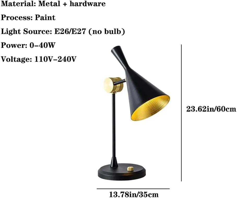 Audara-Postmodern Personality Study Office Desk Light Simple Creative Adjustable Black Metal Desk Lamp Bedroom Living Room Next to Sofa Table Lamp Warehouse Farmhouse Restaurant Lighting Fixture