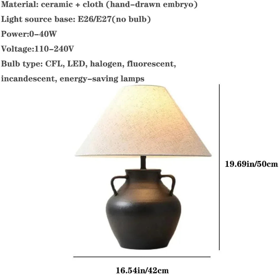 Audara-Japanese Creative Sample House Backdrop Desk Light New Chinese High-end Pottery Jar Desk Lamp Living Room Bedroom Bedside Table Lamp Restaurant B&B Rural Lighting Fixture