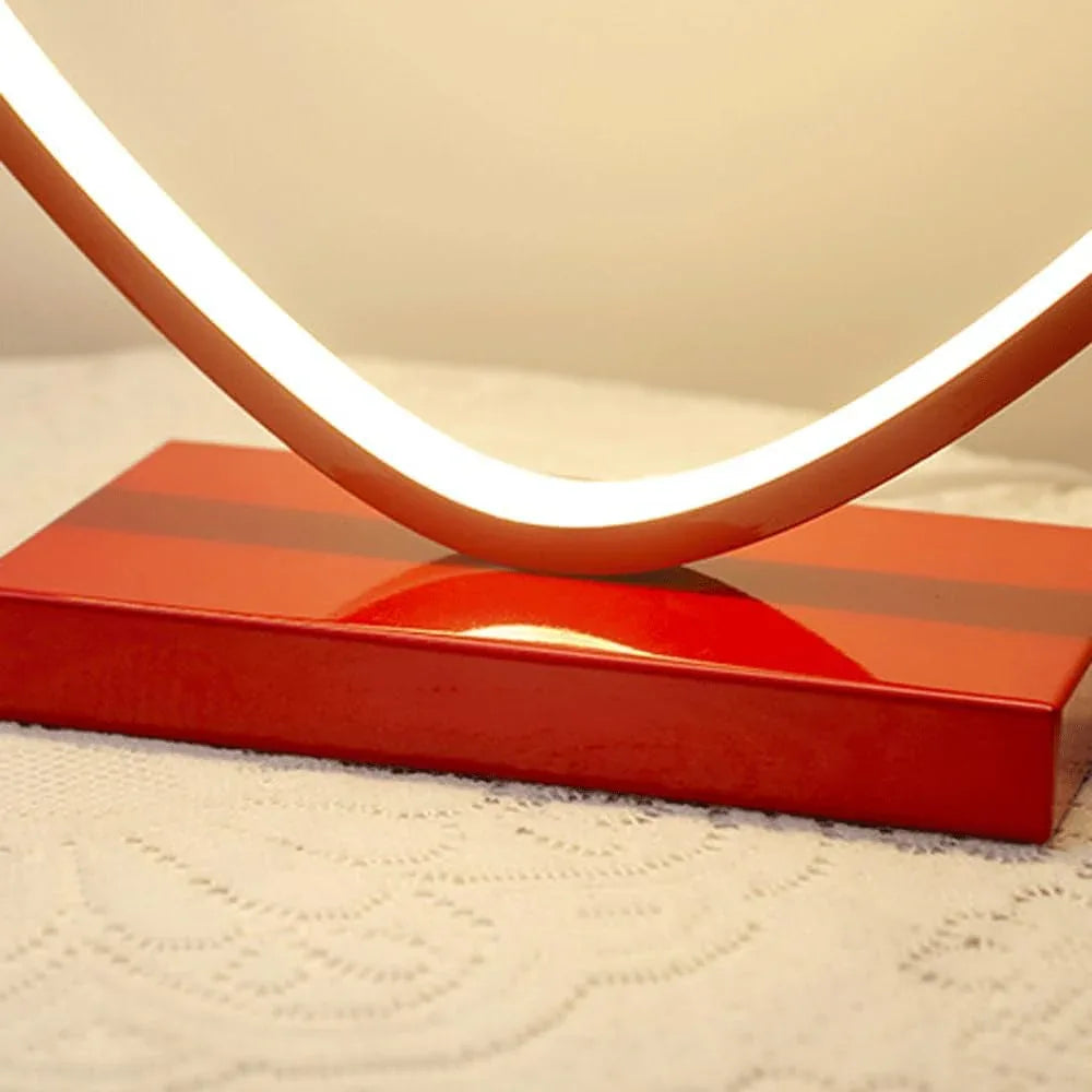 Audara-Creative Red Heart Shape Bedroom Bedside Desk Light Warm Wedding Decoration Desk Lamp 3 Colours Variable Light Aluminium LED Table Lamp Sample Room Cafe Restaurant Decoration Lighting Fixture