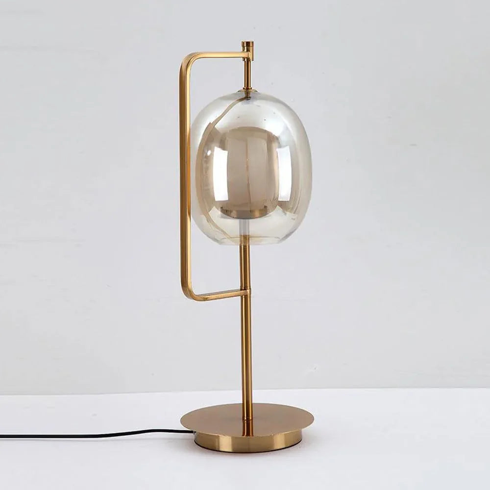 Audara-Scandinavian Simple Study Office Tea House Desk Light Creative Personality Metal Glass Desk Lamp Hotel Farmhouse Club Mall Front Desk Decoration Lighting Fixture Living Room Bedroom Table Lamp Cognac