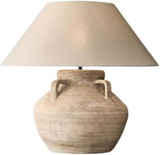 Audara-Chinese Vintage B&B Rustic Desk Light Scandinavian Art Fabric Aged Ceramic Desk Lamp Living Room Bedroom Study Room Table Lamp Apartment Hotel Front Desk Showroom Decoration Lighting Fixture