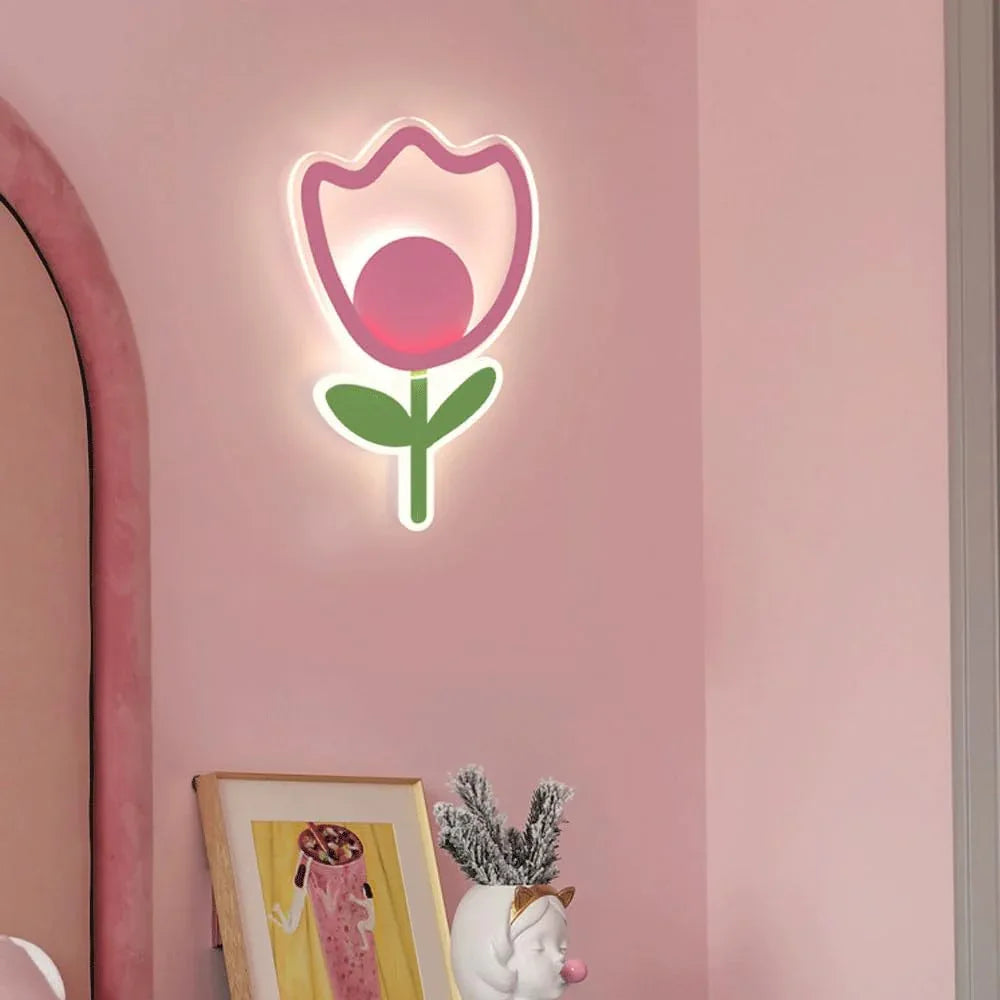 Audara-Children's Room Bed Bed Bedroom Wall Lamp Princess Room Modern Simple Wall Lights Creative Warm Flower Sconces Living Room Study Room Entrance Hall Mounted Lighting Fixture