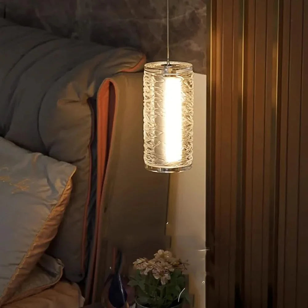 Audara-Crystal Pendant Light, 4-inch Cylindrical Hanging Decorative Light Fixture, Modern Minimalist Style, Bohemian Style, Suitable for Bedrooms, Hotel Rooms, Kitchen Islands, Entryways, Etc.