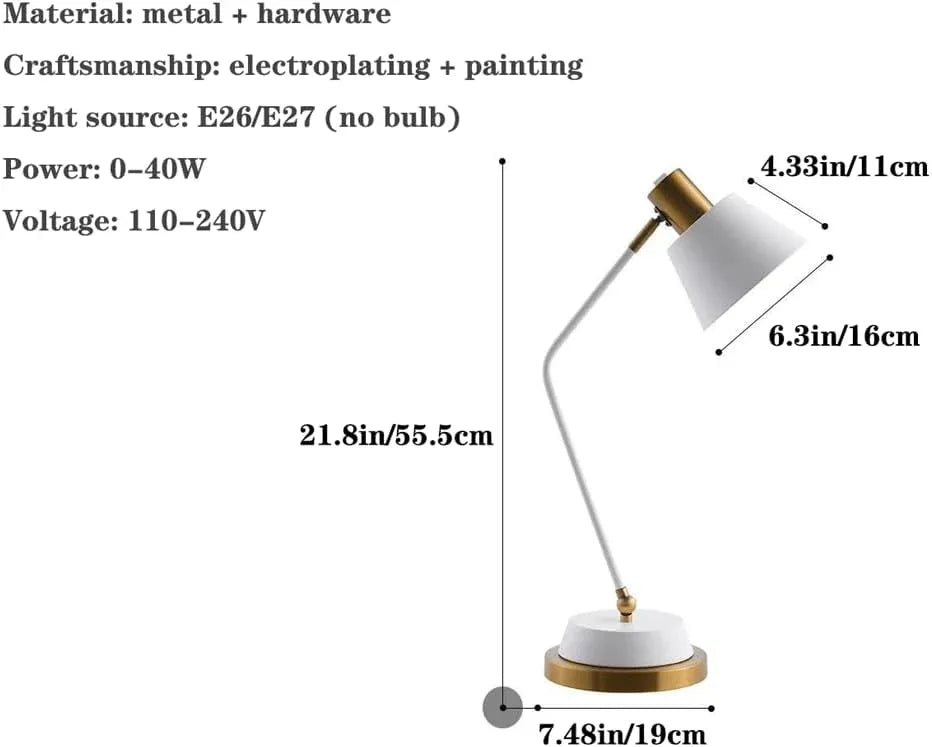 Audara-Scandinavian Modern Hotel Bedroom Desk Light Creative Atmosphere Bedroom Bedside Office Desk Lamp Black Gooseneck Metal Table Lamp Warehouse Bar Dormitory Apartment Lighting Fixture
