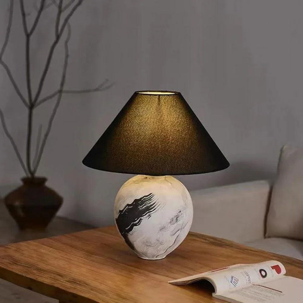 Audara-Wabi-sabi Wind Retro Ceramic Cloth Desk Light Japanese Art Bedroom Bedside Desk Lamp Mall Hotel Front Desk Restaurant Table Lamp Farmhouse Coffee Shop Living Room Office Lighting Fixture