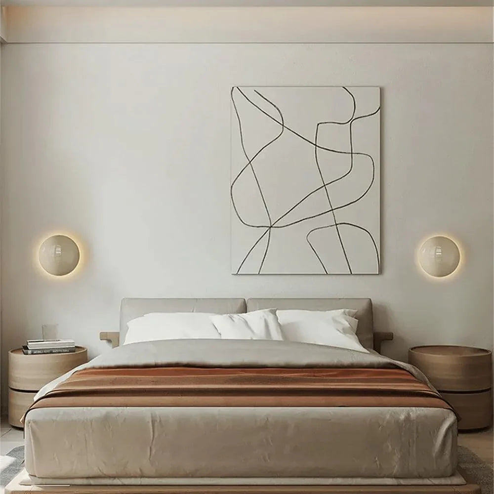 Audara-Modern Simple Bedside Wall Lamp Creative Living Room Background Wall Lights Scandinavian Cream Wind Decoration Sconces Warm Romantic Design Art Mounted Lighting Fixture