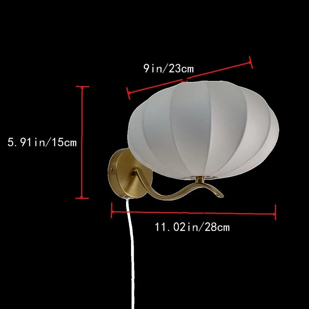 Audara-Bedroom Bedside Silk Wall Lamp Pumpkin French Cream Wind Wall Lights Modern Living Room Backdrop Sconces Simple Aisle Corridor Ambiance Mounted Lighting Fixture