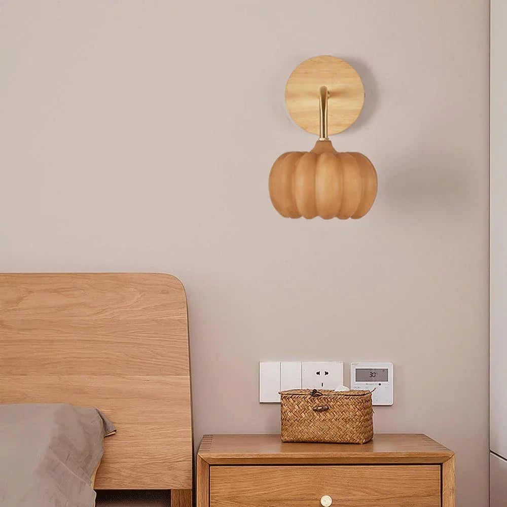Audara-Japanese Pumpkin Log Style Wall Lamp Bedroom Bedside LED Wall Lights Creative Backdrop Resin Sconces Designer Premium Single Head Mounted Lighting Fixture