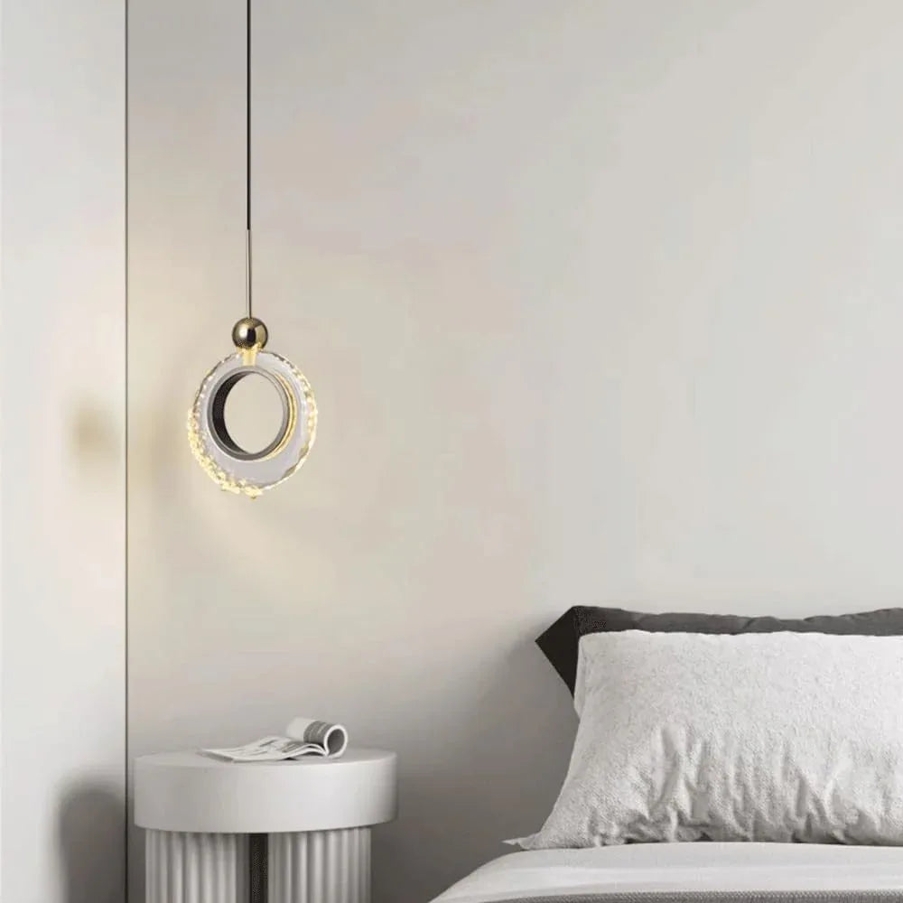 Audara-Crystal Pendant Light, 6-inch Circular Decorative Chandelier, Modern And Luxurious Style, Suitable For Various Lighting Applications Including Hotels, Restaurants, Kitchen Islands, And Bedrooms