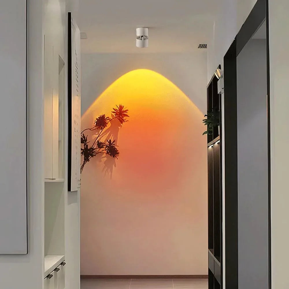 Audara-irshi Creative Sunset Red Sunset Wall Lights/Brightly Installed Entryway Photo Painting Wall Sconces/Ambient Projection Wall Lamp/Angle Adjustable Entryway Hallway Lighting Fixture（8W）