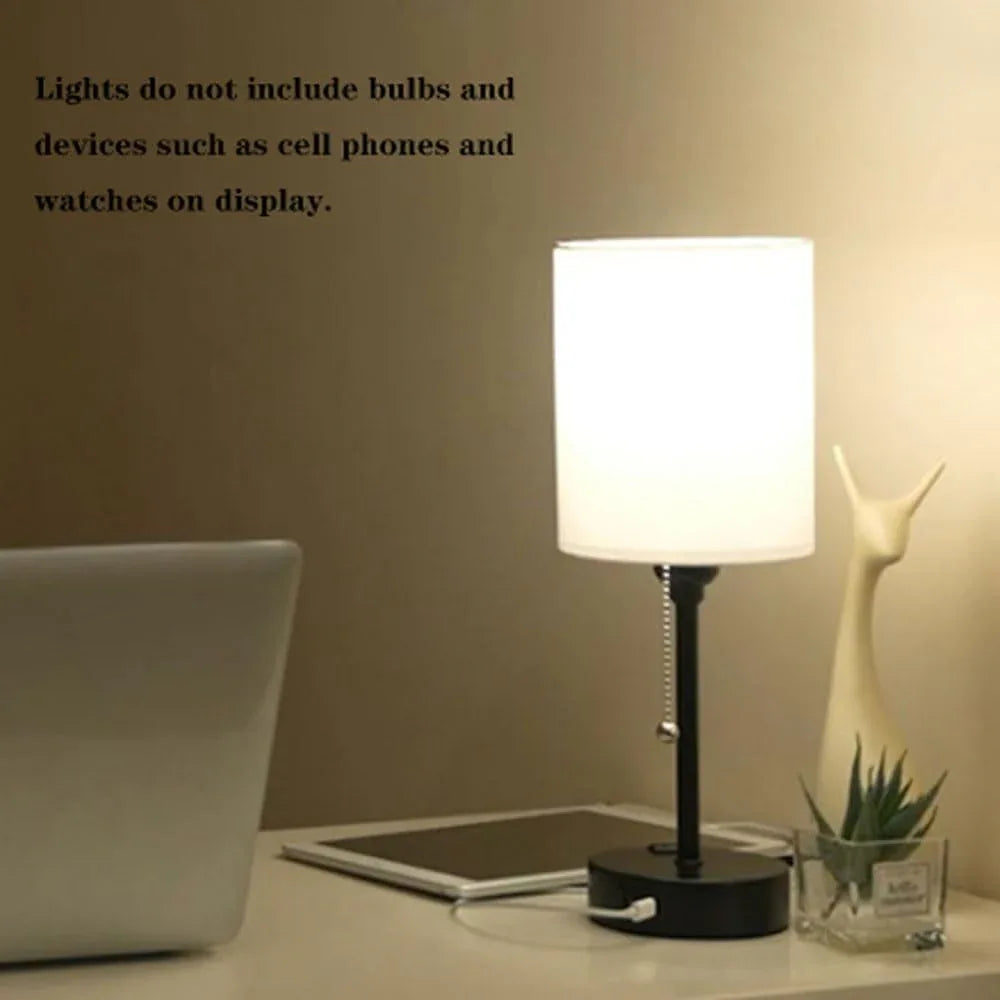 Audara-Modern Simple Bedroom Study Office Desk Light American Style Personalized Zipper Switch 2 USB 1 AC Ports Fabric Desk Lamp Apartment Hotel Decor Table Lamp Living Room Wall Cabinet Lighting Fixture